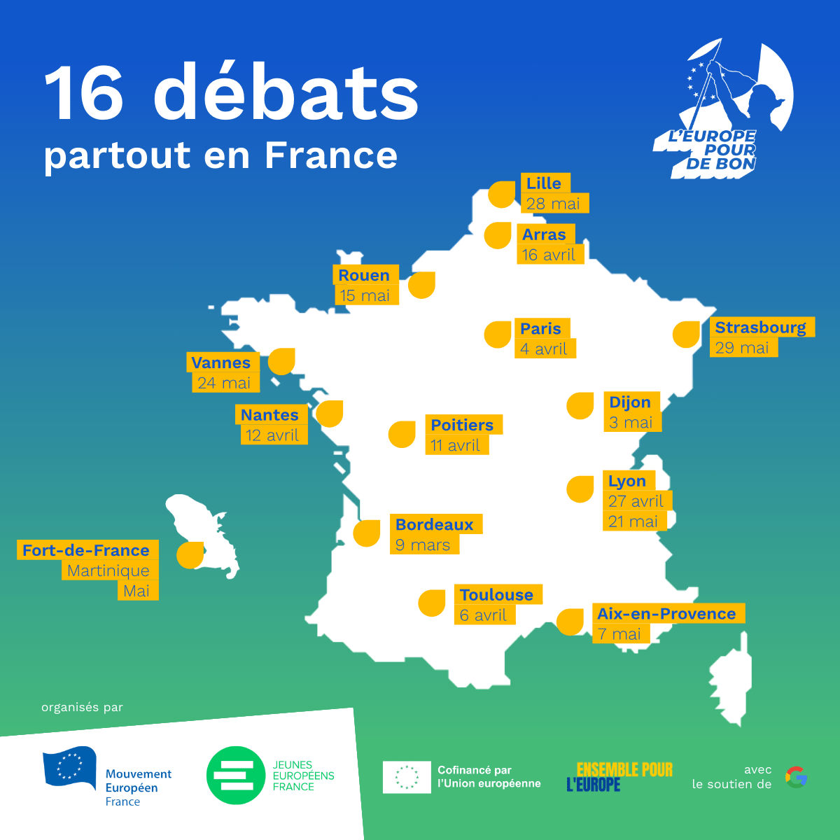 Carte des débats en régions